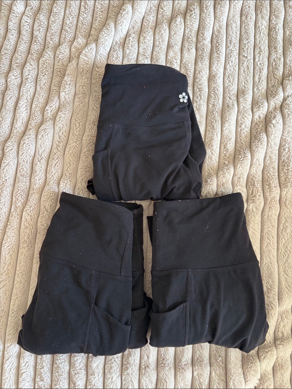 THREE Size Small Black Leggings with Side Pocket - Tuff Athletics